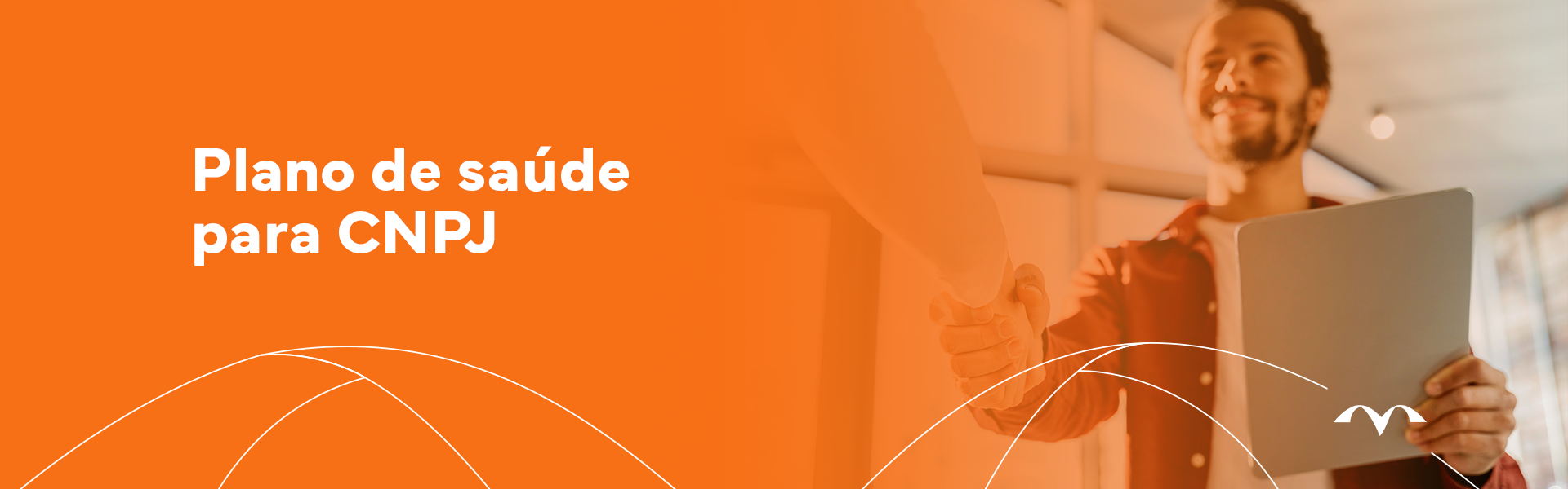 Imagem de cor laranja com o texto "Plano de saúde para CNPJ"